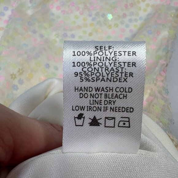 American Threads Sequin Slip Dress Iridescent White Flower Sequin Medium - Picture 10 of 12